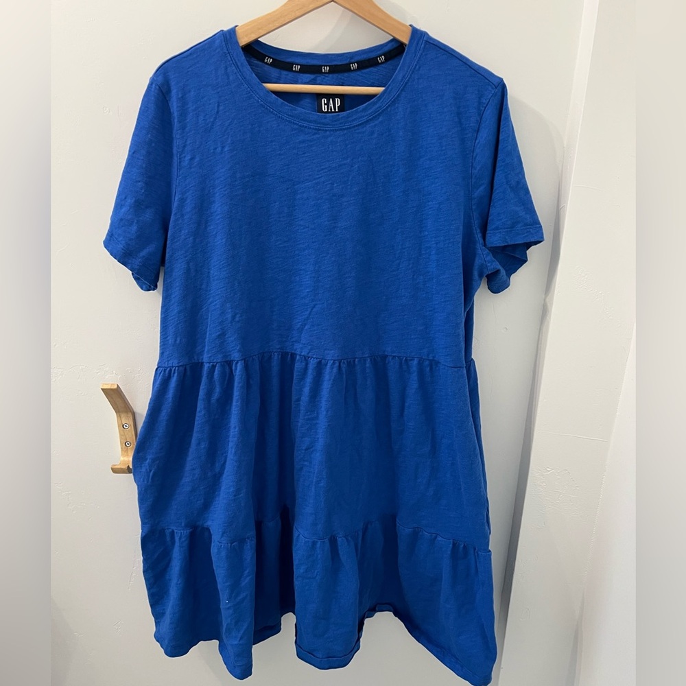 Women’s Gap Blue Short Sleeve Tiered Dress
